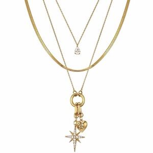 Gold Layered Necklace with Star and Heart Charms